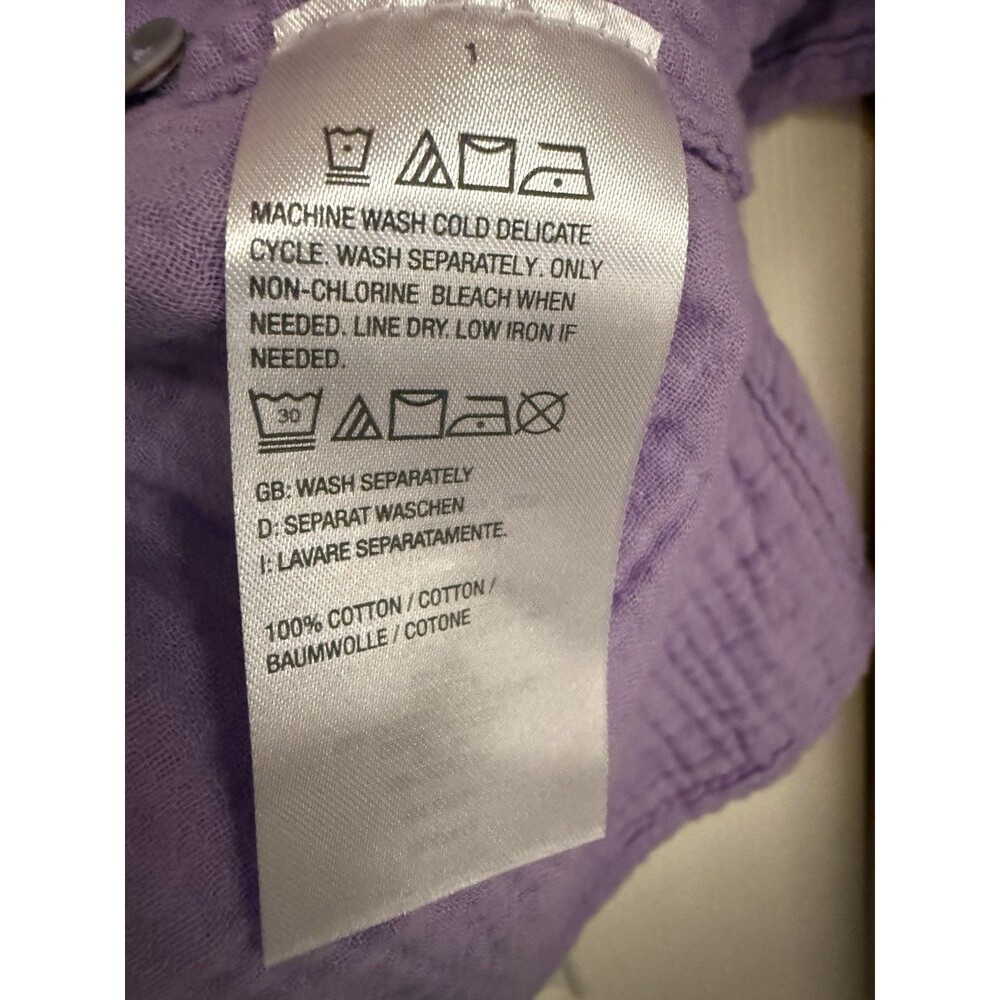 Susan Graver Pure Lavender Gauze Button-Front Tunic 3/4 Sleeve Size XL - Picture 3 of 4